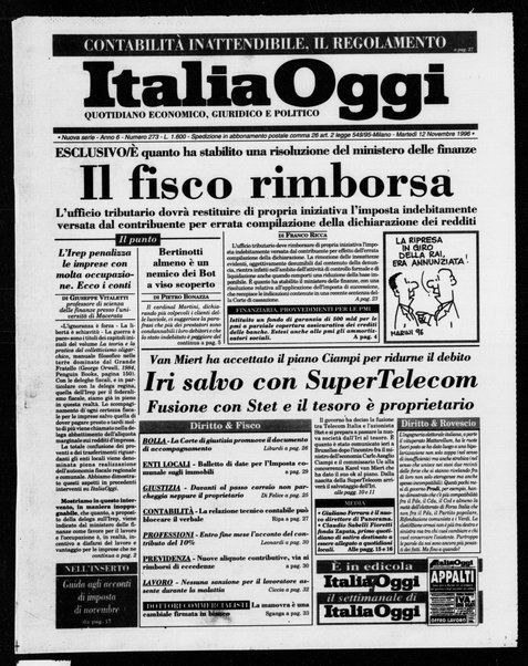 Italia oggi : quotidiano di economia finanza e politica